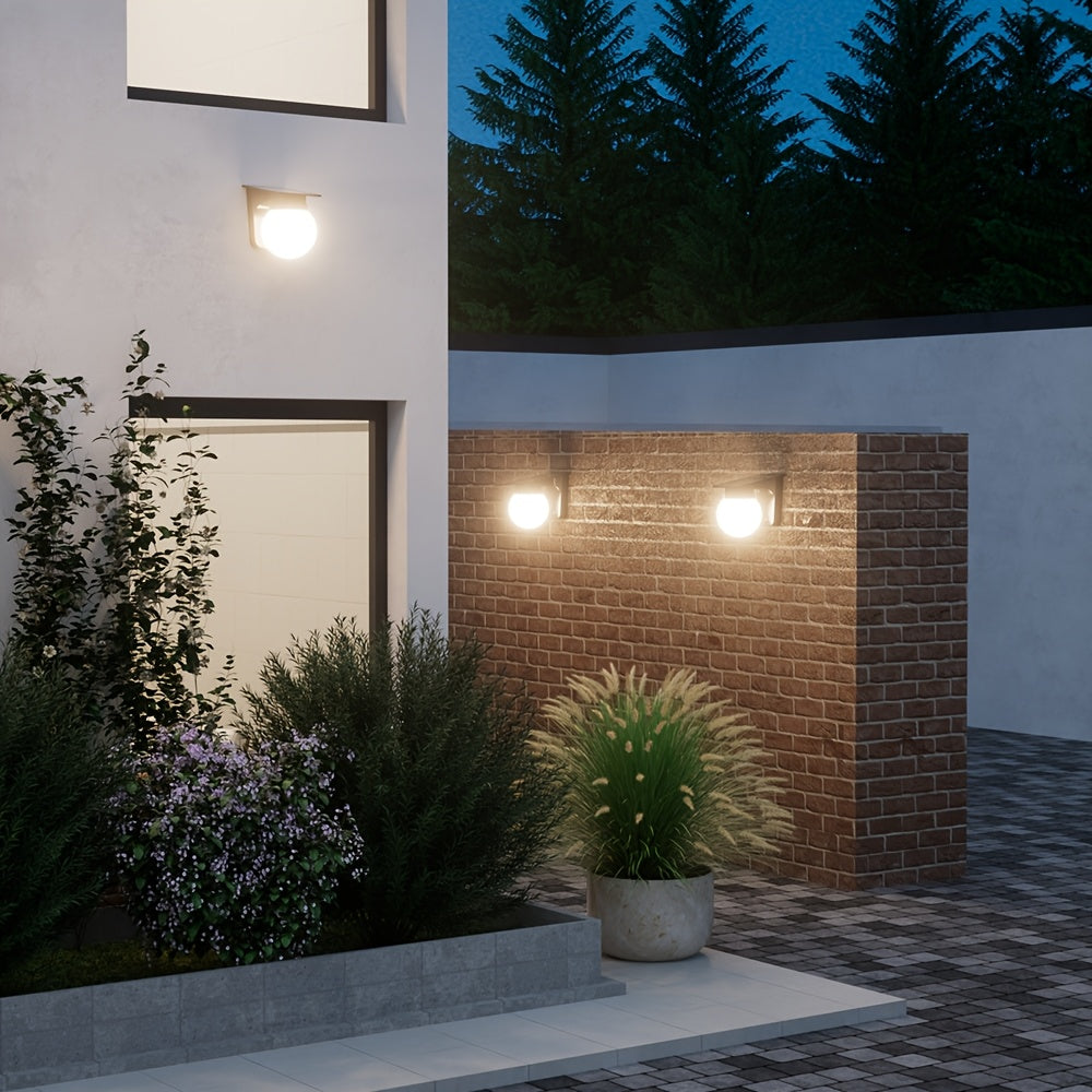 Solar | Globe Wall Light, Outdoor Solar Powered LED Wall Lamp, Dusk to Dawn Waterproof Porch Light