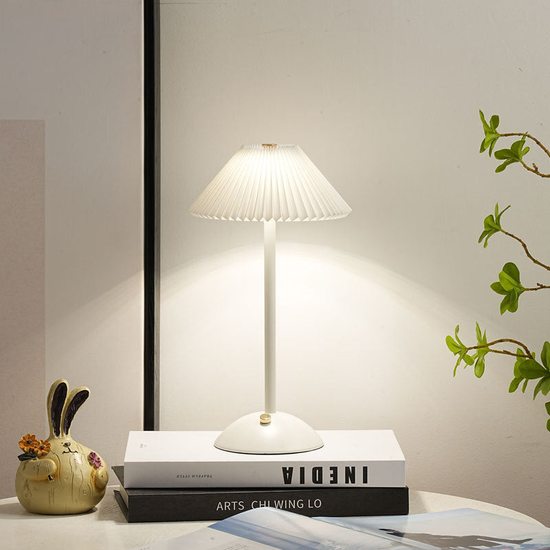 Ellis | Cordless Table Lamp, Rechargeable Pleated Shade Lamp, Dimmable, 8 Colors