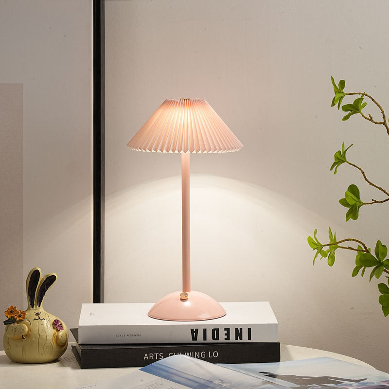 Ellis | Cordless Table Lamp, Rechargeable Pleated Shade Lamp, Dimmable, 8 Colors