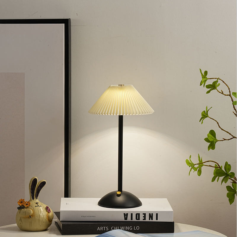 Ellis | Cordless Table Lamp, Rechargeable Pleated Shade Lamp, Dimmable, 8 Colors