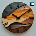 Canyon | Wood Grain Wall Clock, Silent Non Ticking 12 Inch Round Clock, Modern Abstract Wall Decor