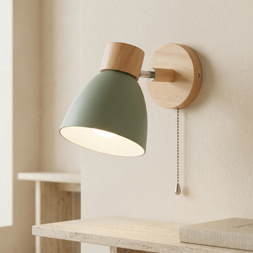 Nordic | Wood Wall Sconce, Scandinavian Adjustable Wall Lamp with Optional Pull Chain, Bedside Reading Light