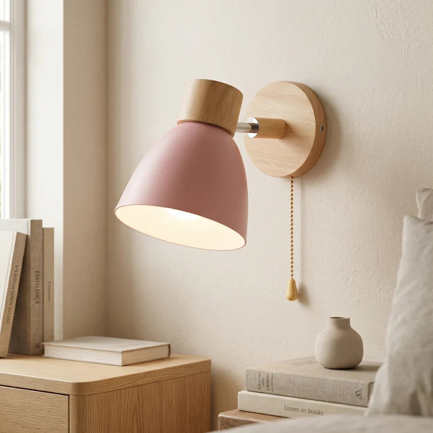 Nordic | Wood Wall Sconce, Scandinavian Adjustable Wall Lamp with Optional Pull Chain, Bedside Reading Light