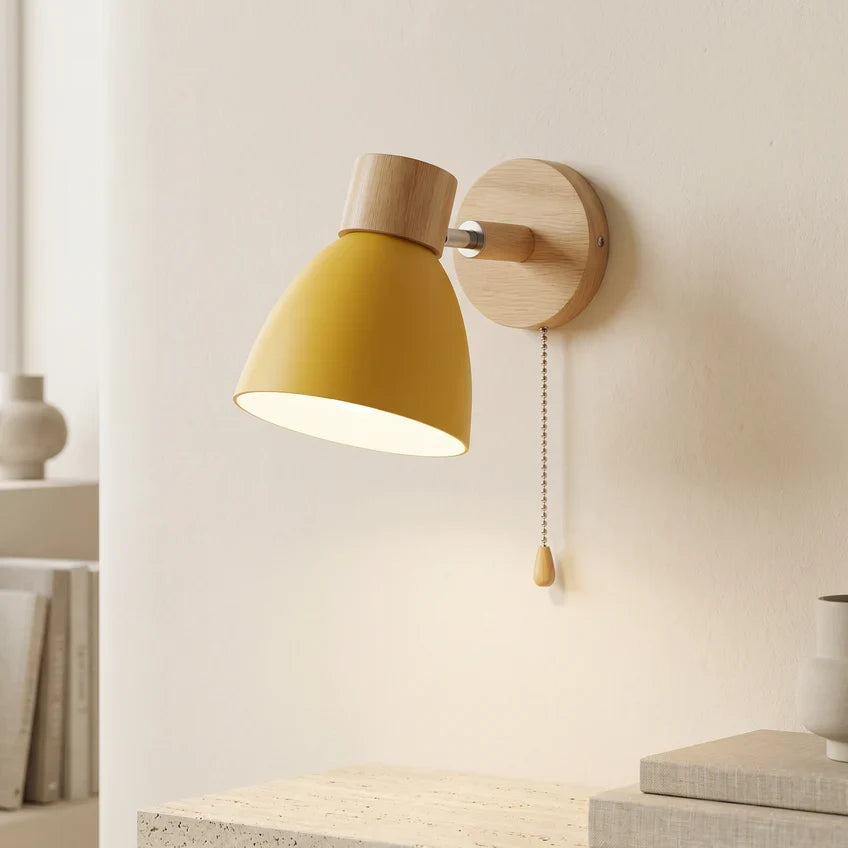 Nordic | Wood Wall Sconce, Scandinavian Adjustable Wall Lamp with Optional Pull Chain, Bedside Reading Light