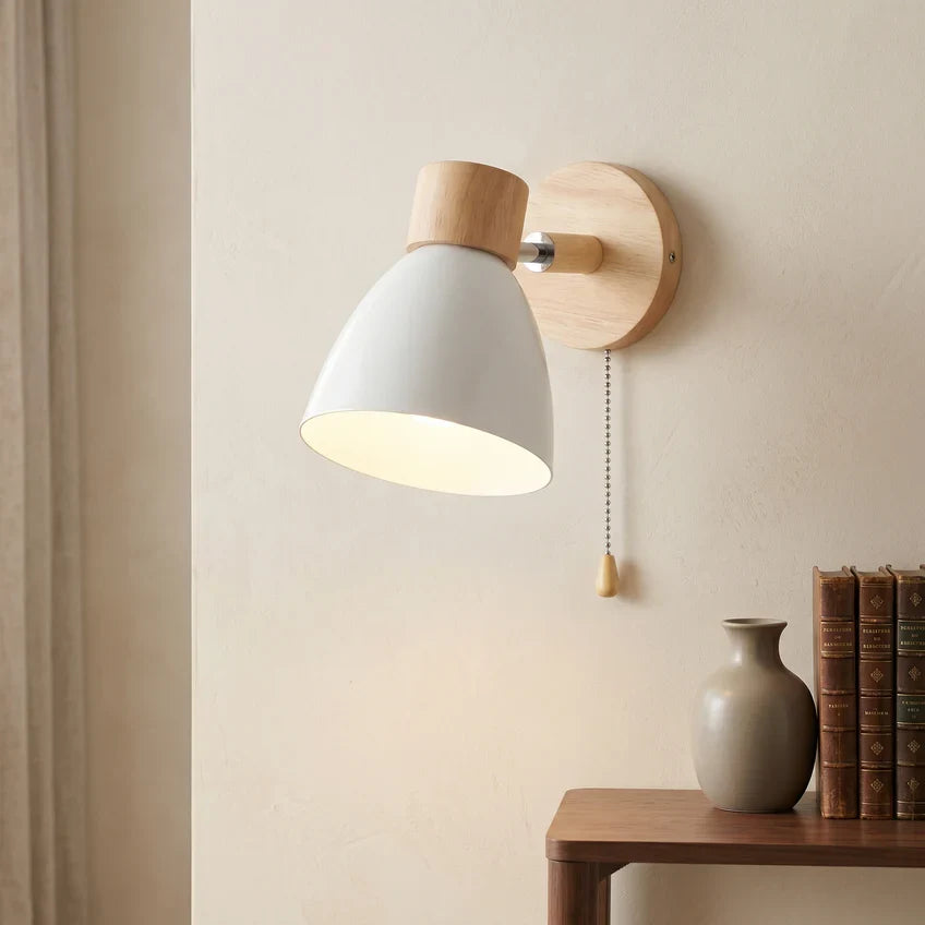 Nordic | Wood Wall Sconce, Scandinavian Adjustable Wall Lamp with Optional Pull Chain, Bedside Reading Light