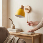 Nordic | Wood Wall Sconce, Scandinavian Adjustable Wall Lamp with Optional Pull Chain, Bedside Reading Light