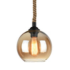 Vintage Rope | Glass Globe Pendant Light, Rustic Farmhouse Rope Hanging Lamp for Kitchen Island