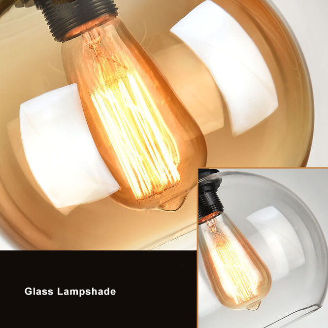 Vintage Rope | Glass Globe Pendant Light, Rustic Farmhouse Rope Hanging Lamp for Kitchen Island