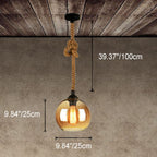Vintage Rope | Glass Globe Pendant Light, Rustic Farmhouse Rope Hanging Lamp for Kitchen Island