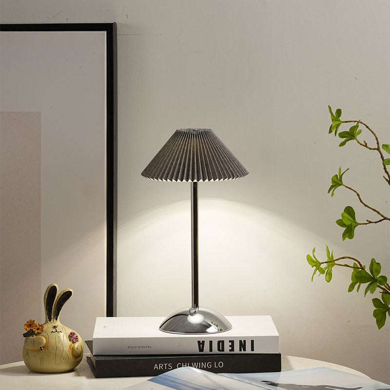 Ellis | Cordless Table Lamp, Rechargeable Pleated Shade Lamp, Dimmable, 8 Colors