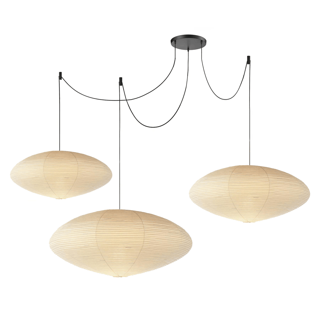 Shoji | Paper Lantern Pendant Light, Japanese Washi Rice Paper Chandelier, Large Japandi Hanging Lamp