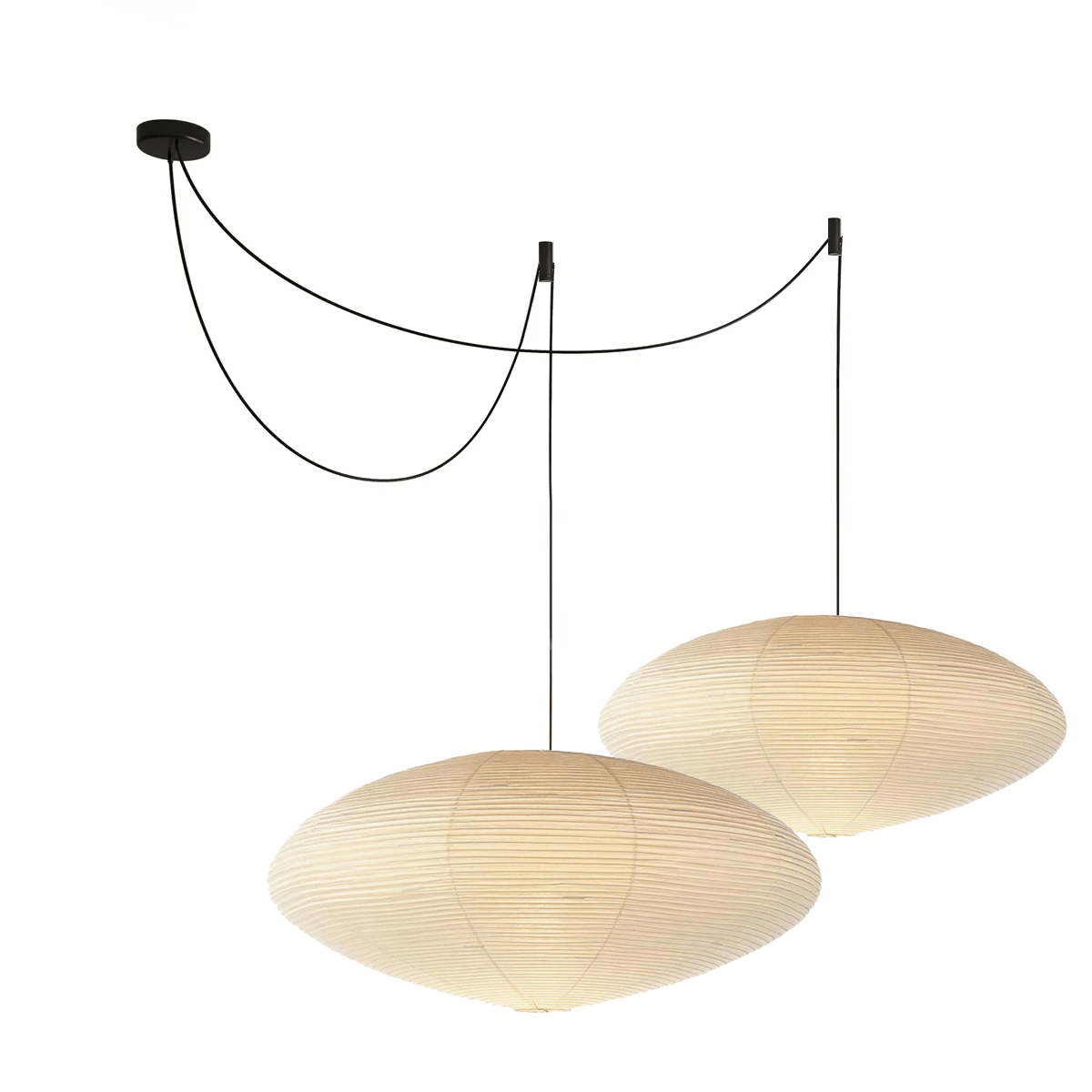 Shoji | Paper Lantern Pendant Light, Japanese Washi Rice Paper Chandelier, Large Japandi Hanging Lamp