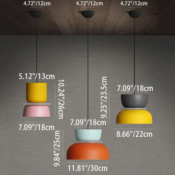 Sorbet | Colorful Pendant Light, Two Tone Metal Dome Hanging Lamp for Kitchen Island and Dining Room
