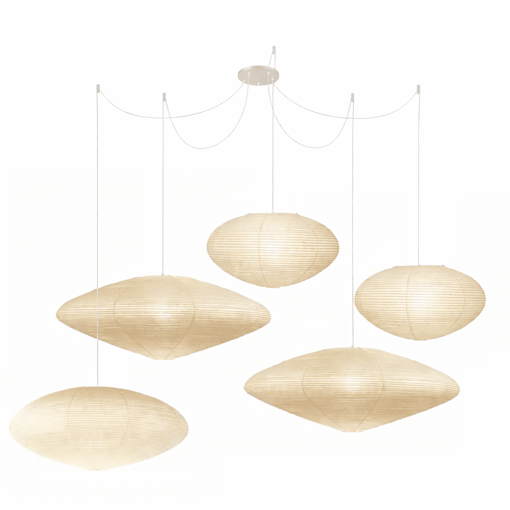 Shoji | Paper Lantern Pendant Light, Japanese Washi Rice Paper Chandelier, Large Japandi Hanging Lamp