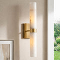 Dani | Alabaster Wall Sconce, Double Tube Bathroom Vanity Light, Modern Brass Wall Light for Bedroom