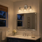 Xeno | Glass Wall Sconce, Antique Brass Bathroom Vanity Light, 1 to 3 Light Farmhouse Wall Light