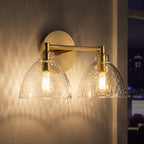 Xeno | Glass Wall Sconce, Antique Brass Bathroom Vanity Light, 1 to 3 Light Farmhouse Wall Light