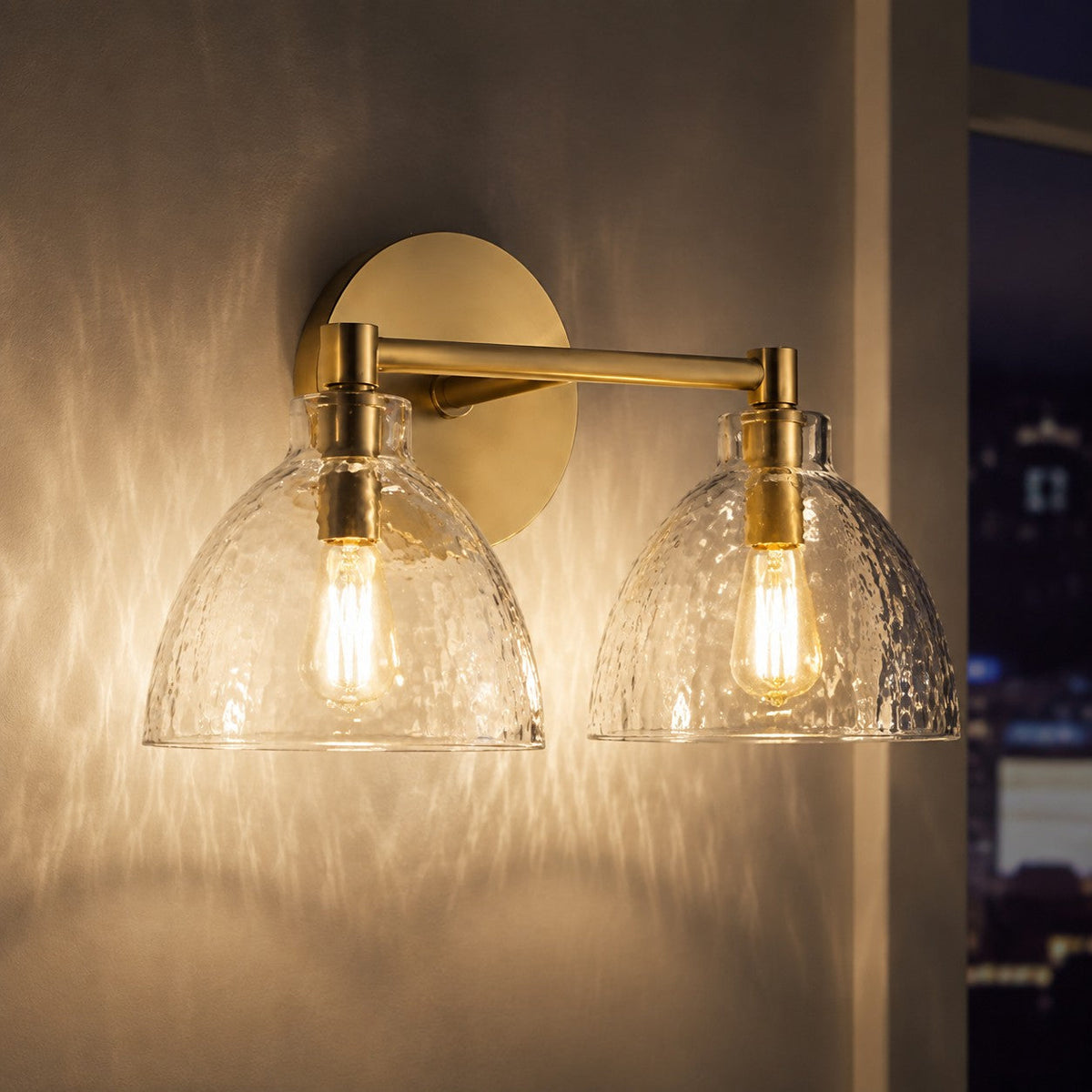 Xeno | Glass Wall Sconce, Antique Brass Bathroom Vanity Light, 1 to 3 Light Farmhouse Wall Light