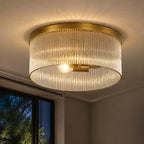Willow | Ribbed Glass Flush Mount Ceiling Light, Farmhouse Drum Light Fixture for Hallway and Bedroom