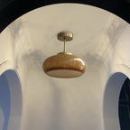 Vintage Amber | Glass Semi Flush Mount Ceiling Light, Retro Close to Ceiling Lamp for Hallway