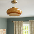 Vintage Amber | Glass Semi Flush Mount Ceiling Light, Retro Close to Ceiling Lamp for Hallway