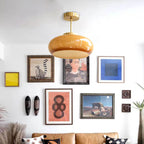 Vintage Amber | Glass Semi Flush Mount Ceiling Light, Retro Close to Ceiling Lamp for Hallway