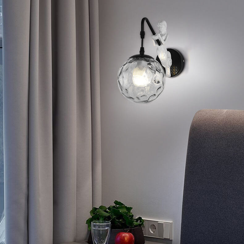 Mermaid | Orb Glass Wall Sconce, Vintage Coastal Wall Lamp for Bedroom, Bathroom Vanity and Hallway