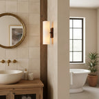 Doran | Alabaster Tube Wall Sconce, Modern Stone Wall Light, Bathroom Vanity and Bedside Sconce