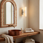 Doran | Alabaster Tube Wall Sconce, Modern Stone Wall Light, Bathroom Vanity and Bedside Sconce