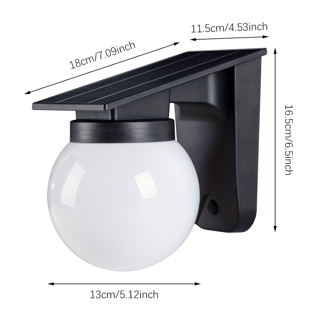 Solar | Globe Wall Light, Outdoor Solar Powered LED Wall Lamp, Dusk to Dawn Waterproof Porch Light