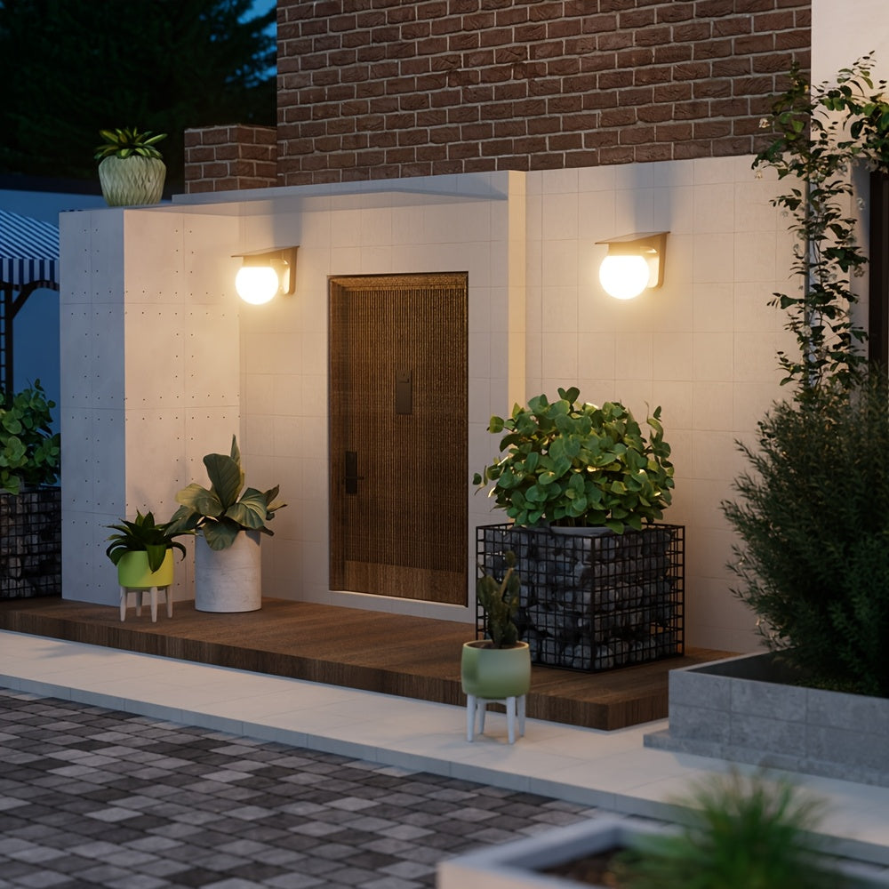 Solar | Globe Wall Light, Outdoor Solar Powered LED Wall Lamp, Dusk to Dawn Waterproof Porch Light