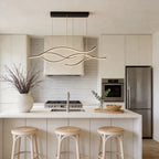 Ripple | Wavy LED Pendant Light, Modern Linear Chandelier for Kitchen Island, Dimmable Hanging Light Fixture