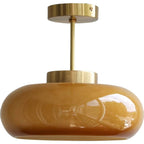 Vintage Amber | Glass Semi Flush Mount Ceiling Light, Retro Close to Ceiling Lamp for Hallway