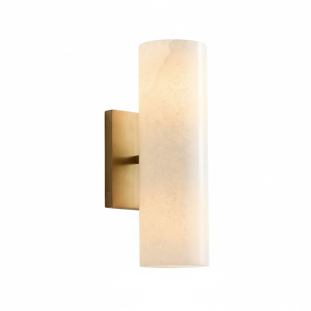 Doran | Alabaster Tube Wall Sconce, Modern Stone Wall Light, Bathroom Vanity and Bedside Sconce