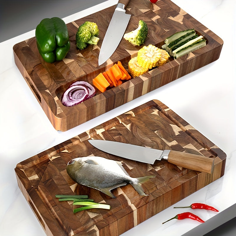 Grove | End Grain Cutting Board, Large Acacia Wood Butcher Block with Juice Groove, Chopping Board