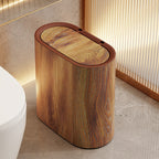 Vena | Marble Trash Can with Lid, Slim Oval Bathroom Wastebasket, Modern Kitchen and Office Bin
