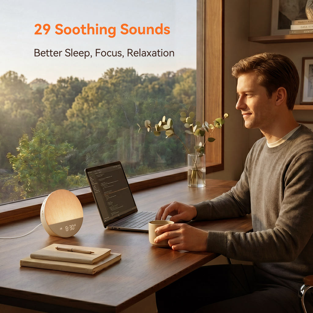 Dawn | Sunrise Alarm Clock and Sound Machine, Wake Up Light with Sleep Sounds and Night Light