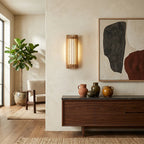 Walnut Slat | Wood Wall Sconce, Japandi LED Wall Light, Mid Century Modern Wall Lamp for Bedroom