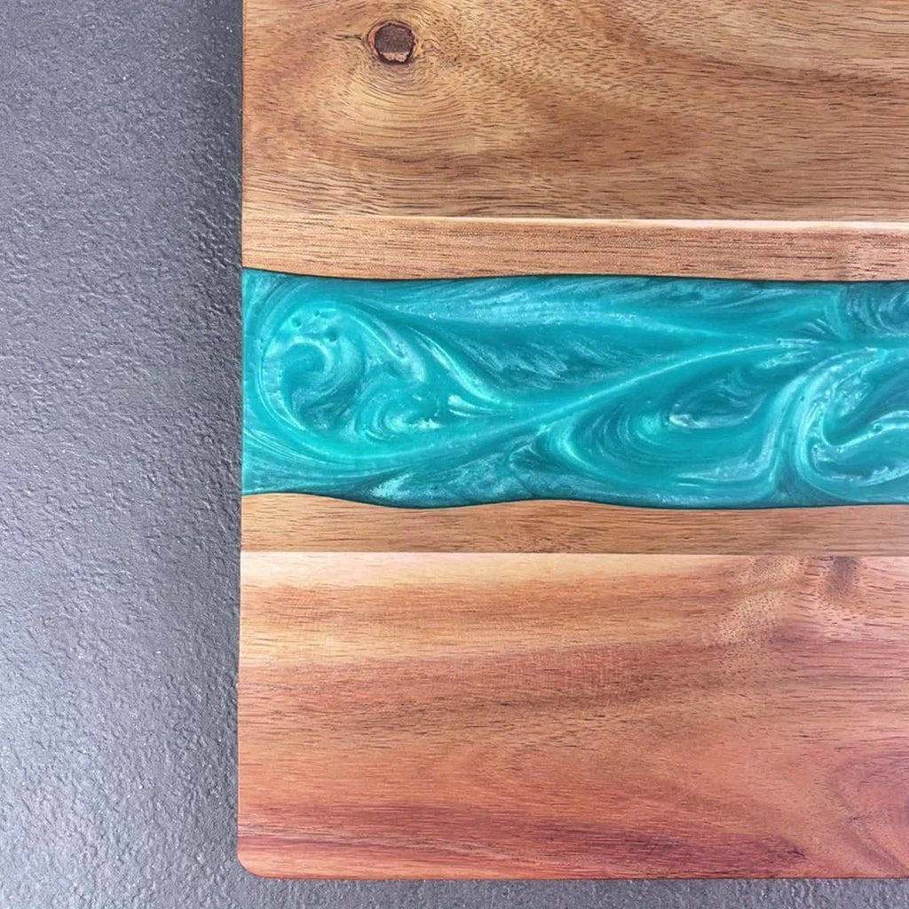 Lagoon | Resin River Cutting Board, Acacia Wood Charcuterie and Cheese Board, Epoxy Serving Board