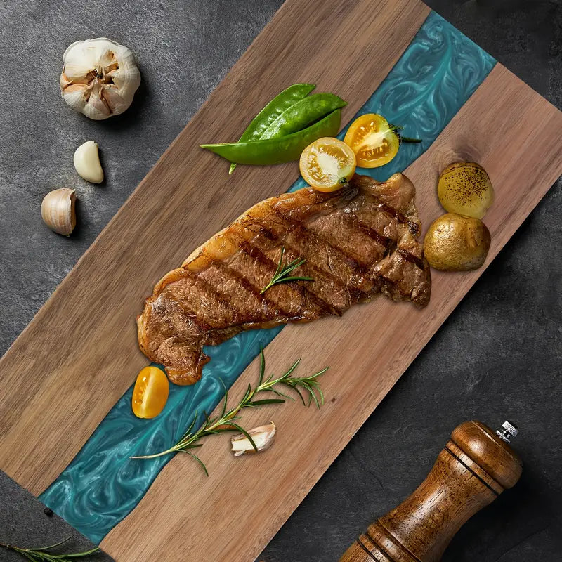 Lagoon | Resin River Cutting Board, Acacia Wood Charcuterie and Cheese Board, Epoxy Serving Board