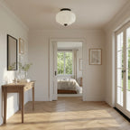 Clementine | Milk Glass Semi Flush Mount Ceiling Light, Vintage Pumpkin Glass Light Fixture, Brass