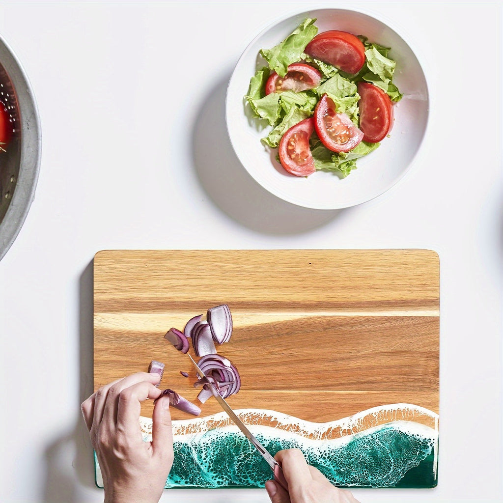 Wave | Resin Acacia Cutting Board, Ocean Wave Epoxy Charcuterie Board, Cheese and Serving Board