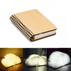 Folio | Book Lamp, Folding Wooden LED Night Light, Rechargeable Portable Table Lamp, Unique Gift