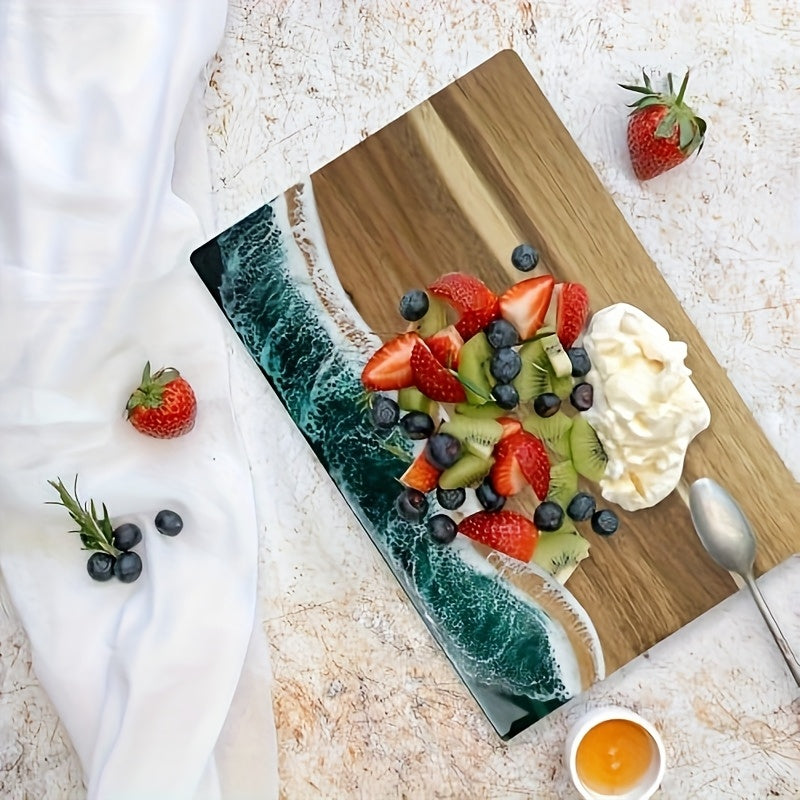 Wave | Resin Acacia Cutting Board, Ocean Wave Epoxy Charcuterie Board, Cheese and Serving Board