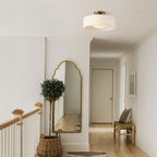 Glaze | Porcelain Semi Flush Mount Ceiling Light, Colorful Ceramic Ceiling Lamp, Modern Brass Fixture