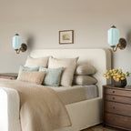 Opaline | Milk Glass Wall Sconce, Vintage Brass Bathroom Vanity Light, Ribbed Glass Bedroom Wall Light