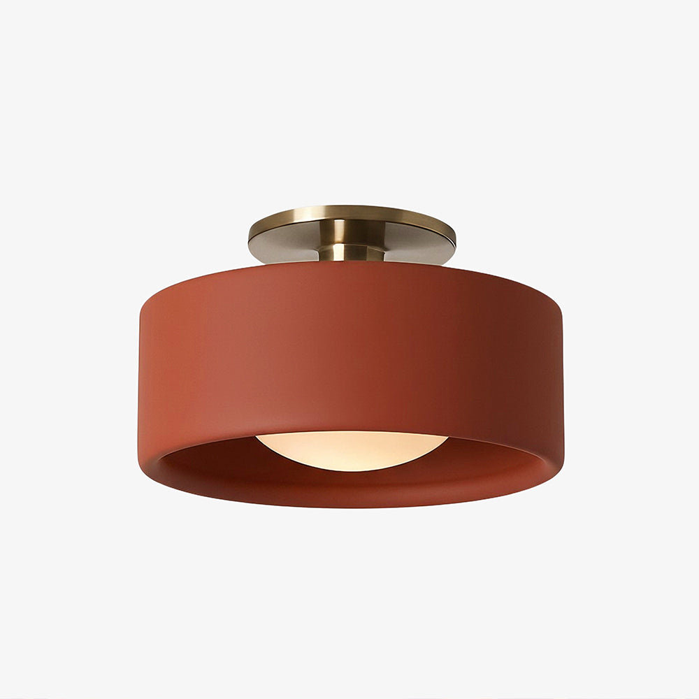 Glaze | Porcelain Semi Flush Mount Ceiling Light, Colorful Ceramic Ceiling Lamp, Modern Brass Fixture
