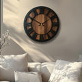 Heritage | Large Wooden Wall Clock, Roman Numeral Silent Clock, Rustic Farmhouse Clock for Living Room