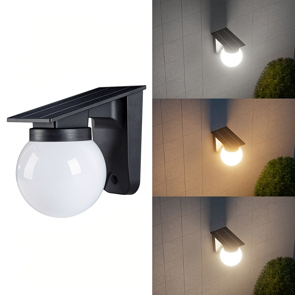 Solar | Globe Wall Light, Outdoor Solar Powered LED Wall Lamp, Dusk to Dawn Waterproof Porch Light