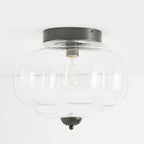 Clementine | Milk Glass Semi Flush Mount Ceiling Light, Vintage Pumpkin Glass Light Fixture, Brass
